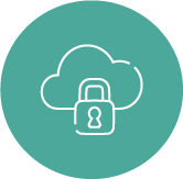Cloud Security icon showing cloud with padlock symbol