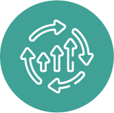 Continuity icon showing multiple arrows in a circular flow