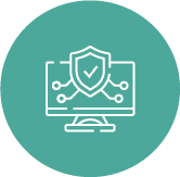 Penetration Testing icon showing computer monitor with shield and network connections