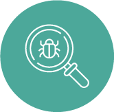 Vulnerability Scanning icon showing magnifying glass over bug symbol